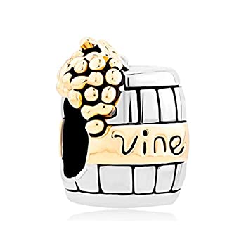 【中古】【輸入品・未使用】LoveワインCask Decorated with a bunch of grapeチャームSale安いジュエリービーズパンドラブレ...