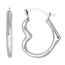 【中古】【輸入品・未使用】10k White Gold Shiny Open Heart Hoop Earrings%カンマ% Diameter 15mm