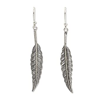 【中古】【輸入品・未使用】NOVICA .925 Sterling Silver Feather Motif Dangle Earrings%カンマ% Flight'