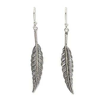 yÁzyAiEgpzNOVICA .925 Sterling Silver Feather Motif Dangle Earrings%J}% Flight'