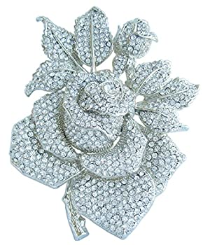 【中古】【輸入品・未使用】Sindary ゴージャス 5.32インチ ローズフラワー ラージブローチピン エナメルブローチペンダント オーストリアクリスタル BZ2994 クリア 【中古】【輸入品・未使用】Sindary ゴージャス 5.32インチ ローズフラワー ラージブローチピン エナメルブローチペンダント オーストリアクリスタル BZ2994 クリア