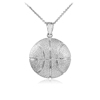 【中古】【輸入品・未使用】Sports Charms ソリッド925スターリングシルバー ハンマー加工 バスケットボールペンダントネックレス シルバー