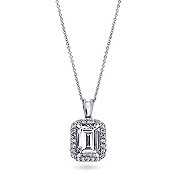 【中古】【輸入品・未使用】BERRICLEロジウムメッキスターリングシルバーエメラルドカットキュービックジルコニアCZ Haloペンダントネックレス18?%ダブルクォーテ% 【中古】【輸入品・未使用】BERRICLEロジウムメッキスターリングシルバーエメラルドカットキュービックジルコニアCZ Haloペンダントネックレス18?%ダブルクォーテ%