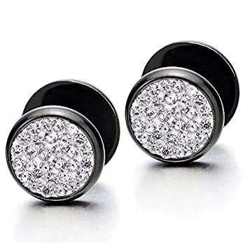 【中古】【輸入品・未使用】2ピース 10mm メンズ レディース スチール サークル スタッド イヤリング CZ チーター フェイクイヤープラグ イリュージョントンネル 【中古】【輸入品・未使用】2ピース 10mm メンズ レディース スチール サークル スタッド イヤリング CZ チーター フェイクイヤープラグ イリュージョントンネル