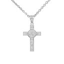 【中古】【輸入品・未使用】Saint Collection 925スターリングシルバー 聖ベネディクト十字架クロスペンダントネックレス (1.1インチ) シルバー(4)