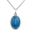 【中古】【輸入品・未使用】Rosemarie Collections レディース 祝福を受けたメアリー 宗教ペンダントネックレス ブルーエナメル 奇跡のメダル(4)