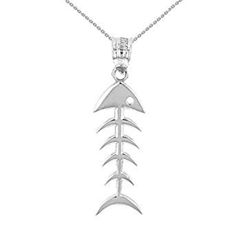 【中古】【輸入品・未使用】925スターリングシルバーFishbone Fish Bonesスケルトンペンダントネックレス シルバー