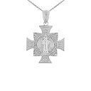 Saint Collection 925スターリングシルバー ヌルシアの聖ベネディクトゥス マルタ十字架ペンダントネックレス (1インチ) シルバー