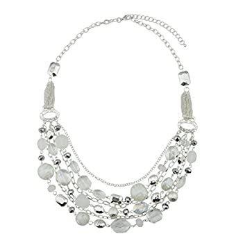 yÁzyAiEgpz(White) - BOCAR Newest Multilayer Chain Crystal Coloured Glaze Statement Women Necklace