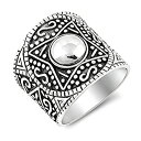 【中古】【輸入品・未使用】Wide Aztec Design infinity bohoリング。925スターリングシルバーバリバンドサイズ6???12(4)