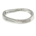 【中古】【輸入品・未使用】Avalaya シルバーメッキ クリアクリスタル ツイストヒンジバングルブレスレット 長さ19cm(4)