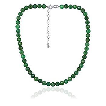 【中古】【輸入品・未使用】海の氷 天然宝石 6mm ラウンドビーズネックレス 14インチ + 2インチのエクステンダー スターリングシルバースプリングリングクラスプ付き