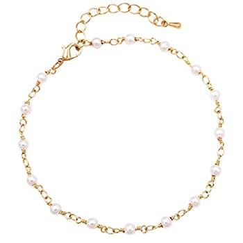 【中古】【輸入品・未使用】Rosemarie Collections アンクルブレスレット アンクレット レディース 人工パール ビーズチェーン