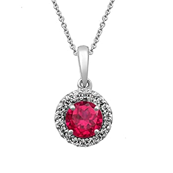 【中古】【輸入品・未使用】Jewelili スターリングシルバー ラウンド人工ルビー キュービックジルコニアペンダント 【中古】【輸入品・未使用】Jewelili スターリングシルバー ラウンド人工ルビー キュービックジルコニアペンダント