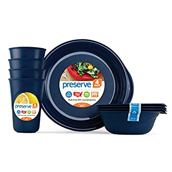 【中古】【輸入品 未使用】Preserve Everyday Tableware Set: Four Plates カンマ Four Bowls and Four Cups カンマ Midnight Blue by Preserve