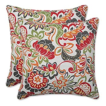 【中古】【輸入品 未使用】Pillow Perfect Decorative Multicolored Modern Floral Square Toss Pillows カンマ 2-Pack by Pillow Perfect 並行輸入品