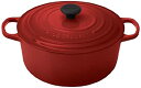【中古】【輸入品・未使用】Le Creuset サイン入り エナメル加工 鋳鉄製 7-1/4クオート ラウンド型 フレンチオーブン 7-1/4 qt レッド ...