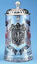 【中古】【輸入品・未使用】Polska Glass Beer Stein with Pewter Lid and Pewter Medallion