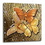 【中古】【輸入品・未使用】3dRose DPP_128812_3 アクセントと3つの美しい蝶々金、黄色、銅 壁掛け時計、35x35インチ