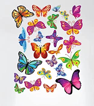 yÁzyAiEgpz[Cmx[eBu XeV]Innovative Stencils Easy Peel and Stick Colorful Butterflies Nursery Decal Instant Home [sAi]