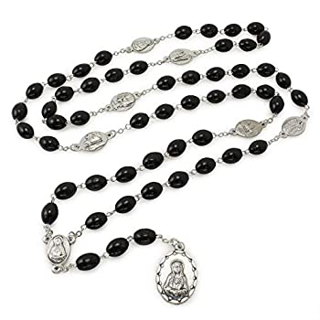 yÁzyAiEgpzSeven Sorrows Black Wooden Beads Rosary Chaplet