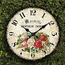 【中古】【輸入品・未使用】Eruner ロマンティックローズ時計 12インチ 素朴な花柄スタイル 壁時計 マルセイユ センテュール・デ・ローズ 木製 カチッとし...