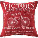 【中古】【輸入品・未使用】プリントクッション 自転車柄 正方形 45cm×45cm コットン (綿)入り (インテリア雑貨) TTC-107RD レッド (赤)...