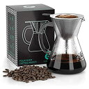 【中古】【輸入品・未使用】Pour Over Coffee Maker - Great Coffee Made Simple - 3 Cup Hand Drip Coffee Maker With Stainless Steel Filter - No Paper Filters Needed