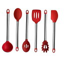 【中古】【輸入品・未使用】Culinary Edge シリコンとステンレススチールキッチン用品6点セット 12インチ レッド 48RED66 1