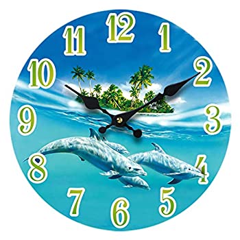 【中古】【輸入品・未使用】Sea Creations イルカ ガラス 壁時計 13インチ x 13インチ ホームウォール装飾 海岸 海岸 海岸 ビーチ