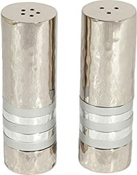 【中古】【輸入品・未使用】Yair Emanuel Hammered Nickel Salt and Pepper Shaker Set- Silver Rings