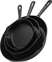 【中古】【輸入品・未使用】Utopia Kitchen(ユートピアキッチン) シーズニング済み鋳鉄スキレット3点セット 6インチ 8インチ 10インチ