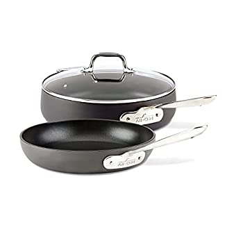 楽天ムジカ＆フェリーチェ楽天市場店【中古】【輸入品・未使用】All-Clad E7859164 HA1 HA1 Hard Anodized Nonstick Dishwasher Safe PFOA Free 3.8l Saute w/lid & 25cm Fry pan Cookware Set％カンマ％ 3-Piece％カン