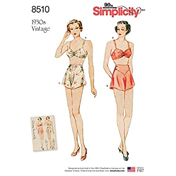 šۡ͢ʡ̤ѡSimplicity Pattern 8510 P5 Misses' Vintage Brassiere and Tap Panties SEWING PATTERN%% Size 12-20