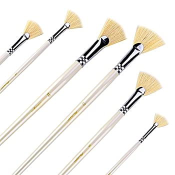 【中古】【輸入品 未使用】Fan Brushes - Amagic Artist Soft Anti-Shedding Hog Bristle Paint Brush Set for Acrylic Watercolour Oil Painting (6 Pcs)