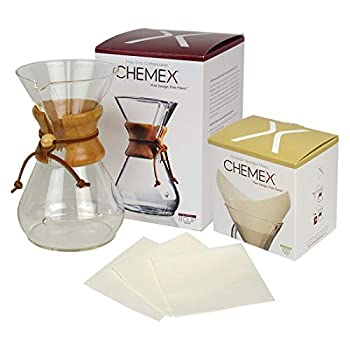 【中古】【輸入品・未使用】[ケメックス] CHEMEX コーヒーメーカー マシンメイド 8カップ用 ドリップ式＋フィルターペーパー (漂白タイプ）[並行輸入品]