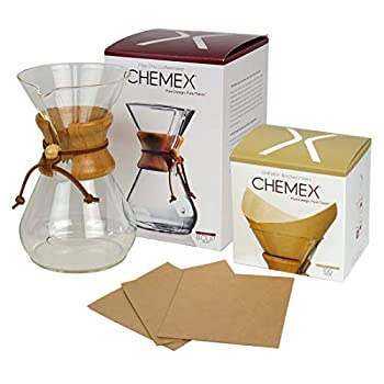 【中古】【輸入品・未使用】[ケメックス] CHEMEX コーヒーメーカー マシンメイド 8カップ用 ドリップ式＋フィルターペーパー ナチュラル（無漂白タイプ）[並行輸入品]