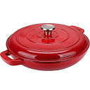 【中古】【輸入品・未使用】Puricon エナメル鋳鉄キャセロール蒸し煮パン 3.6L セラミックエナメル調理器具フライパン 蓋とデュアルハンドル付き -レッド