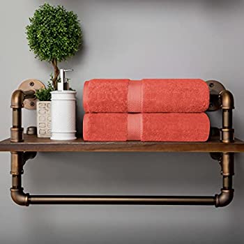 【中古】【輸入品・未使用】優れたエジプト綿のソリッドタオル 2PC Bath オレンジ 900GSM BATH CO