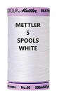 【中古】【輸入品・未使用】Mettler 5パック シルク仕上げ ソリッドコットン糸 547ヤード/500m ホワイト