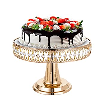 【中古】【輸入品・未使用】Simply Elegant クリスタルビーズラウンドケーキスタンド ミラートップ付き 誕生日パーティー ウェディング デザート センターピース ライザー (