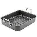 【中古】【輸入品・未使用】Rachael Ray 耐熱皿 ノンスティックロースター/ローストパン リバーシブルラック付き 16.5インチ x 13.5インチ グ...