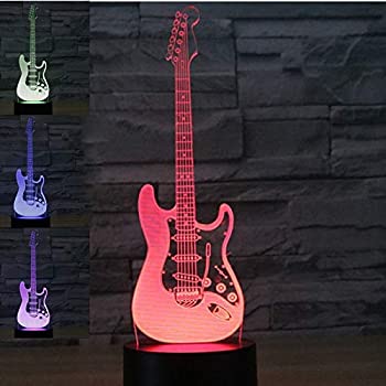 【中古】【輸入品・未使用】3D エレキギター 音楽モデル ナイトライト 7色変化 LED テーブル デスクランプ アクリル フラット ABS ベース USB充電器 ホーム装飾 おもちゃ 誕