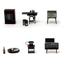 【未使用】【中古】昭和の茶の間 6点セット レトロなミニチュア