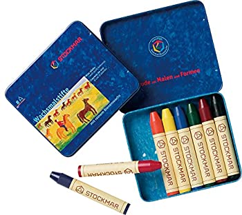 【未使用】【中古】シュトックマー みつろうスティッククレヨン 8色 缶入 基本色 ST31002 【日本正規品】