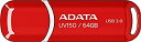 【中古】ADATA USBメモリ USB3.2 Gen1 64GB キャップ付 レッド AUV150-64G-RRD