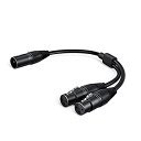 【中古】XLRケーブル,CableCreation XLR (オス) to 2-XLR(メス) Yスプリッタケーブル マイクロフォン バランスXLR 3ピン - 2 x(メス) ブラック 0.3m(2)