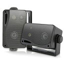 【中古】Pyle 3.5インチ3-Way防水型ボックススピーカー(ブラック/ペア)(※アンプは内蔵されていません)