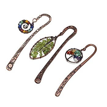 【中古】【輸入品・未使用】Jovivi アンティーク銅メタルしおり ビーズしおり ハンドメイド 7チャクラ ..