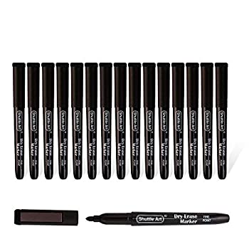 【中古】【輸入品・未使用】Shuttle Art ホワイトボード マーカー 消せる マーカーペン 黒 15本セット 磁気 マグネット付 イレーサー付 ブラック ...